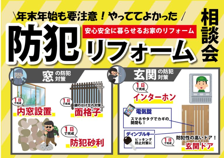 [急増中！]空き巣被害にあわないための防犯対策リフォーム相談会