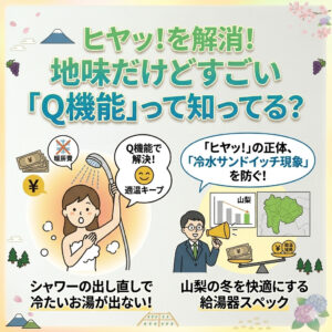 山梨でのシャワーの『ヒヤッ』を解決。地味だけどすごい『Q機能』って知ってる？