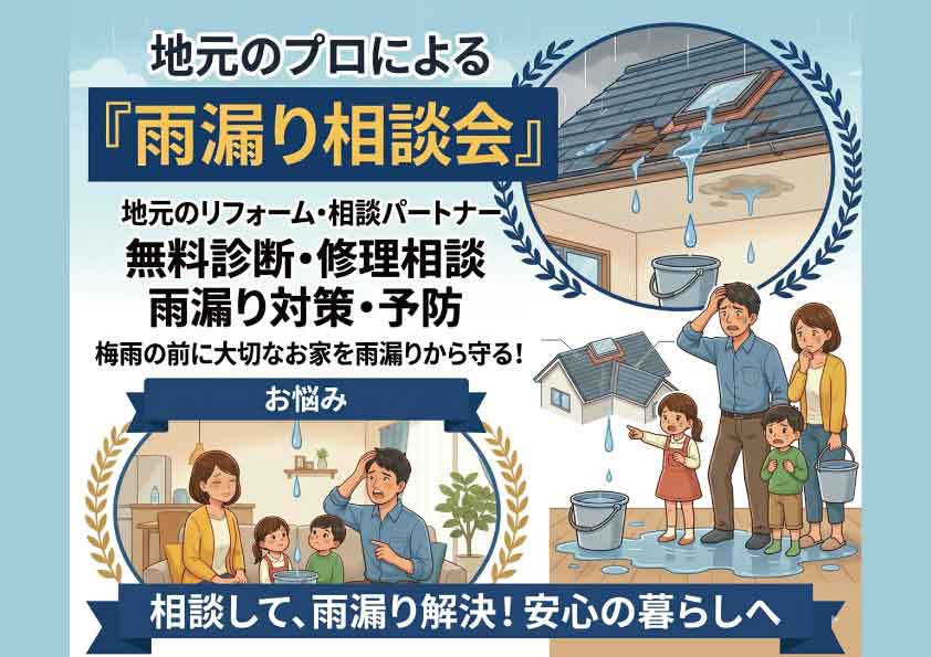 地元のプロによる雨漏り相談会！相談して雨漏り解決！安心の暮らしへ