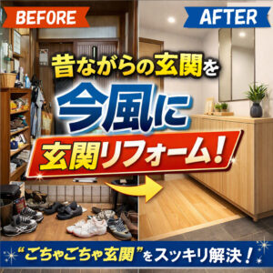 山梨×玄関リフォーム｜昔ながらの玄関を今風に。“ごちゃごちゃ玄関”をリフォームで解決！