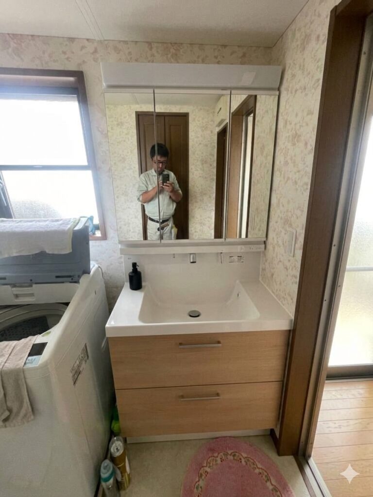 【韮崎市の洗面台リフォーム】収納も使いやすさもアップ！TOTO「サクア」へ交換した施工事例AFTER画像